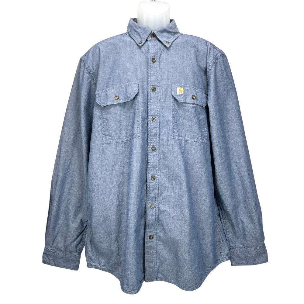 Carhartt Men's Large Tall Original Fit Long‎ Sleeve Button Up Chambray Shirt
